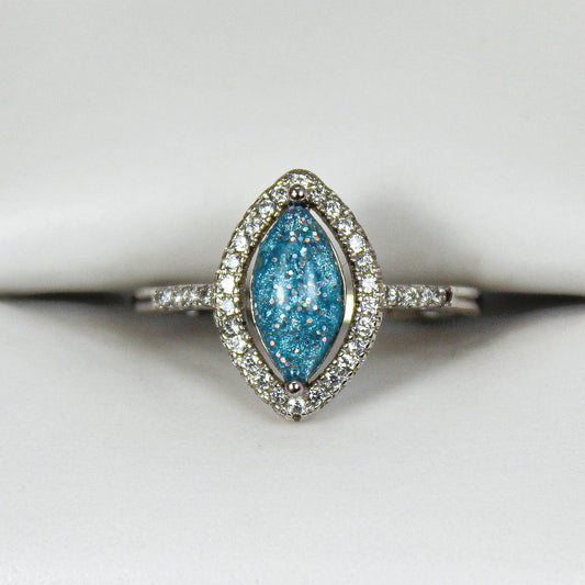Cremains Keepsake Ring - 10MM Marquise Halo Setting